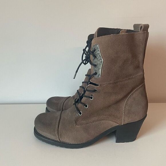 Diesel Taupe/Dark Tan Leather Combat & Moto Boots made in Portugal. - Picture 3 of 7